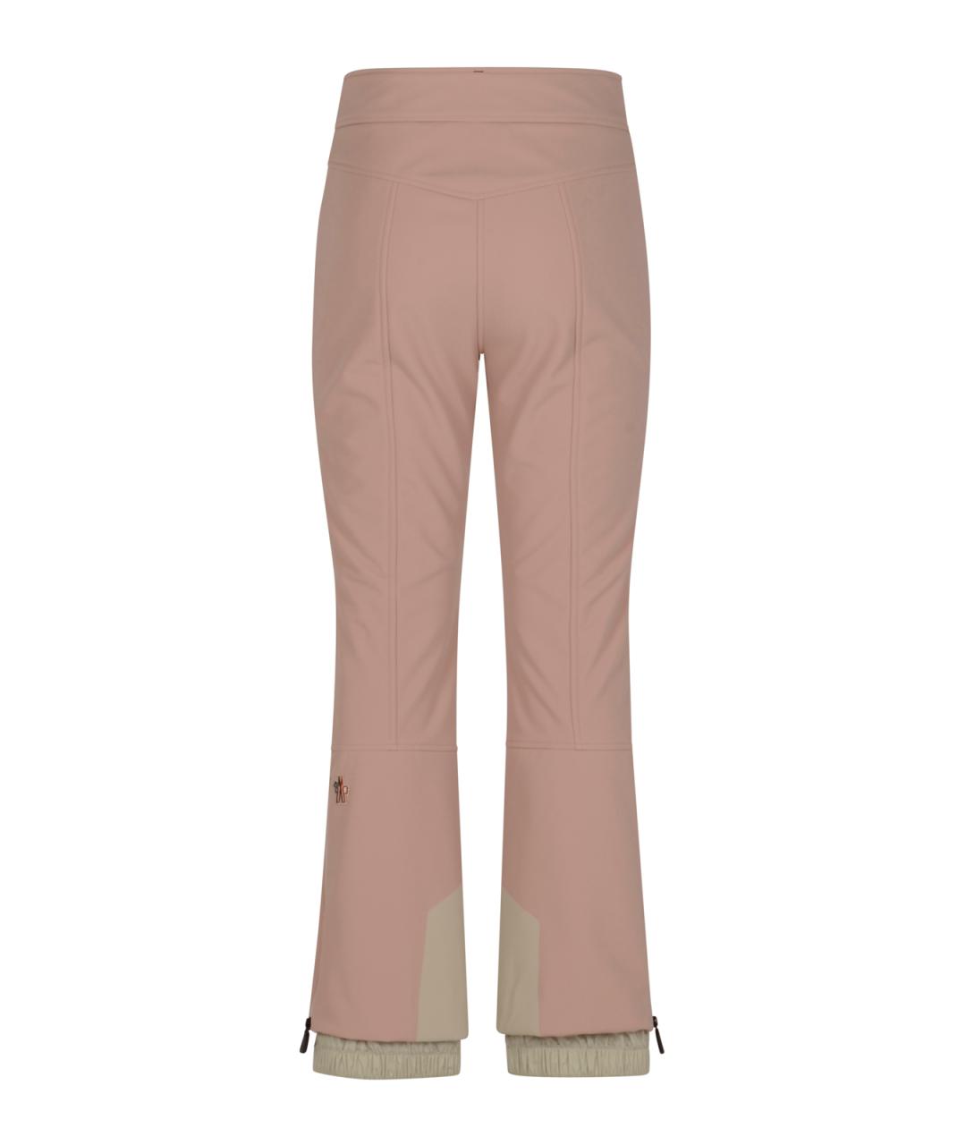 MONCLER GRENOBLE Розовые полиамидовые прямые брюки, фото 2