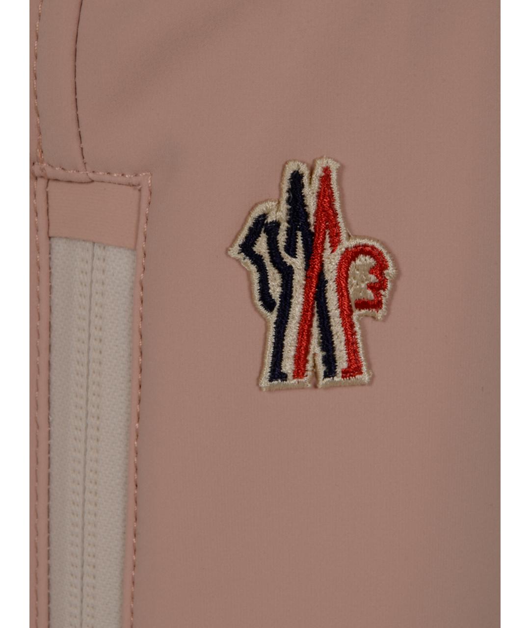 MONCLER GRENOBLE Розовые полиамидовые прямые брюки, фото 3