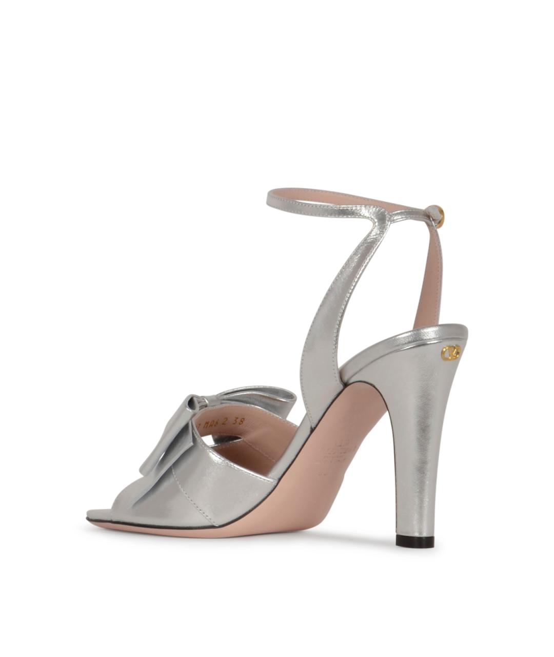 VALENTINO Серебряные кожаные босоножки, фото 3