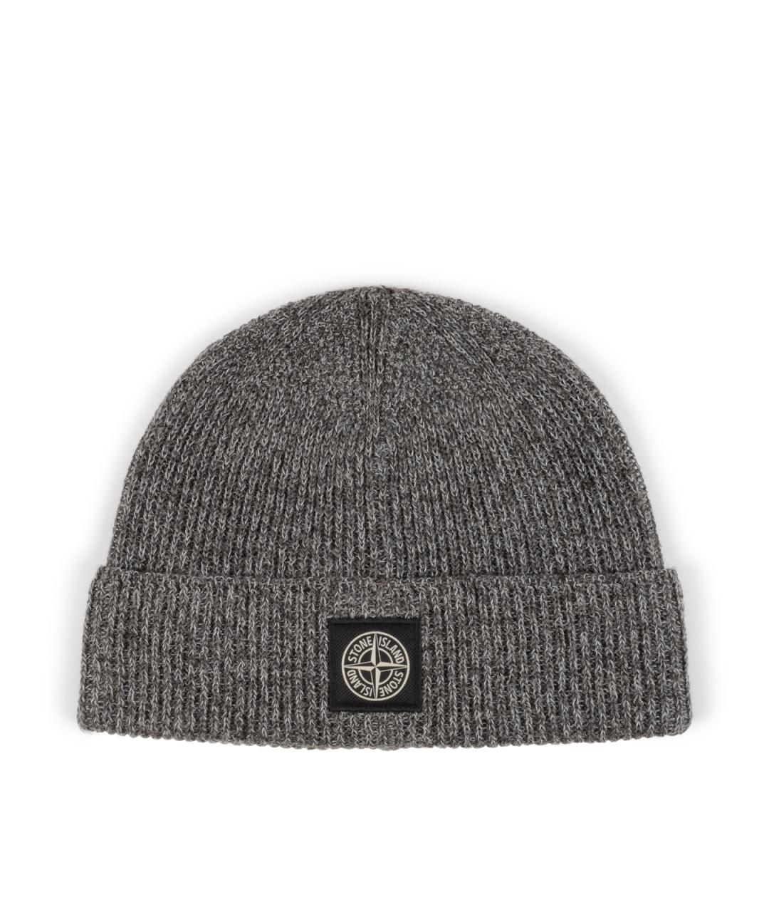 STONE ISLAND Серая шерстяная шапка, фото 1