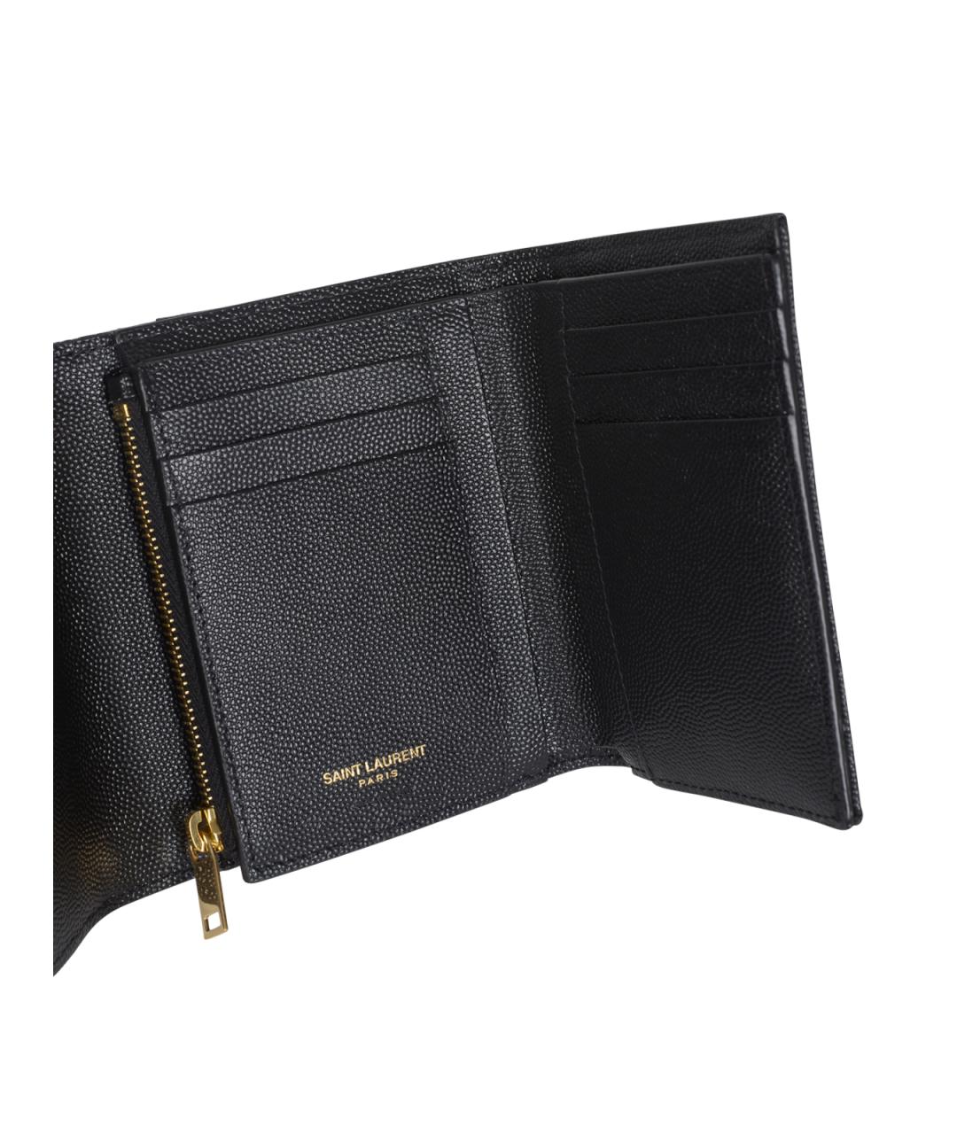 SAINT LAURENT Черный кожаный кошелек, фото 4