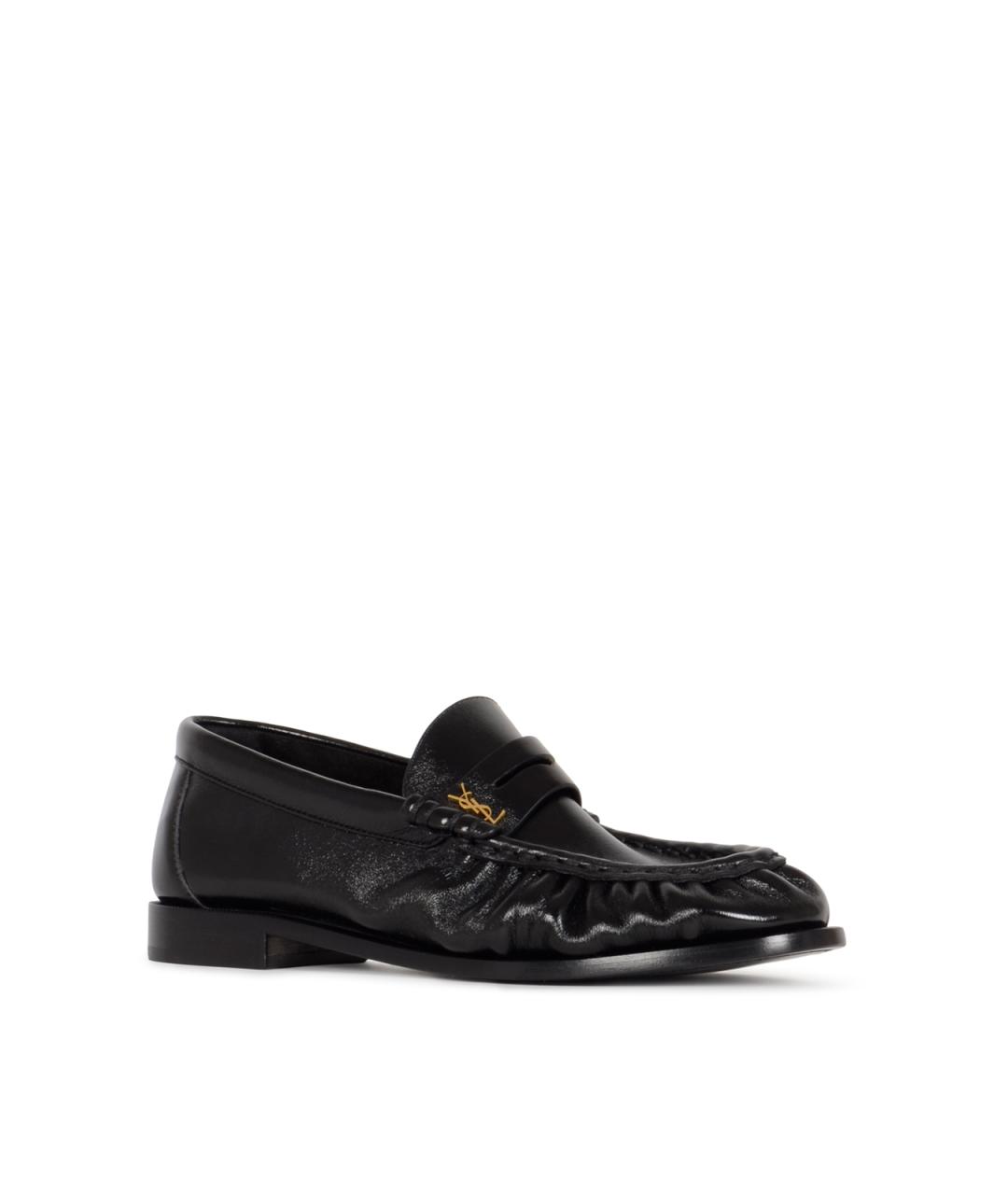 SAINT LAURENT Черные кожаные лоферы, фото 2