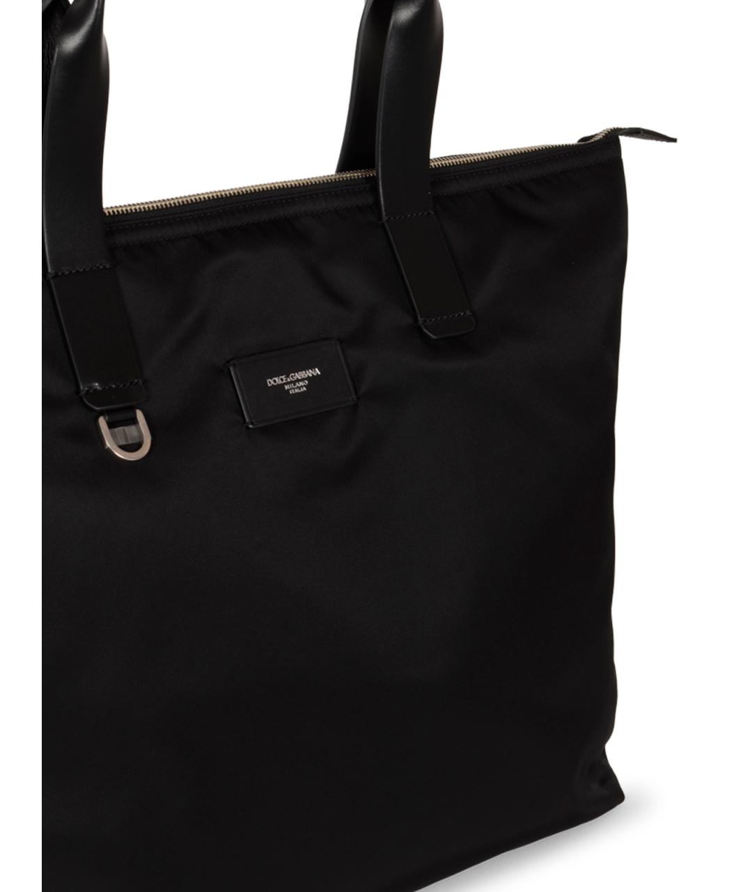 DOLCE&GABBANA Черная тканевая сумка тоут, фото 4