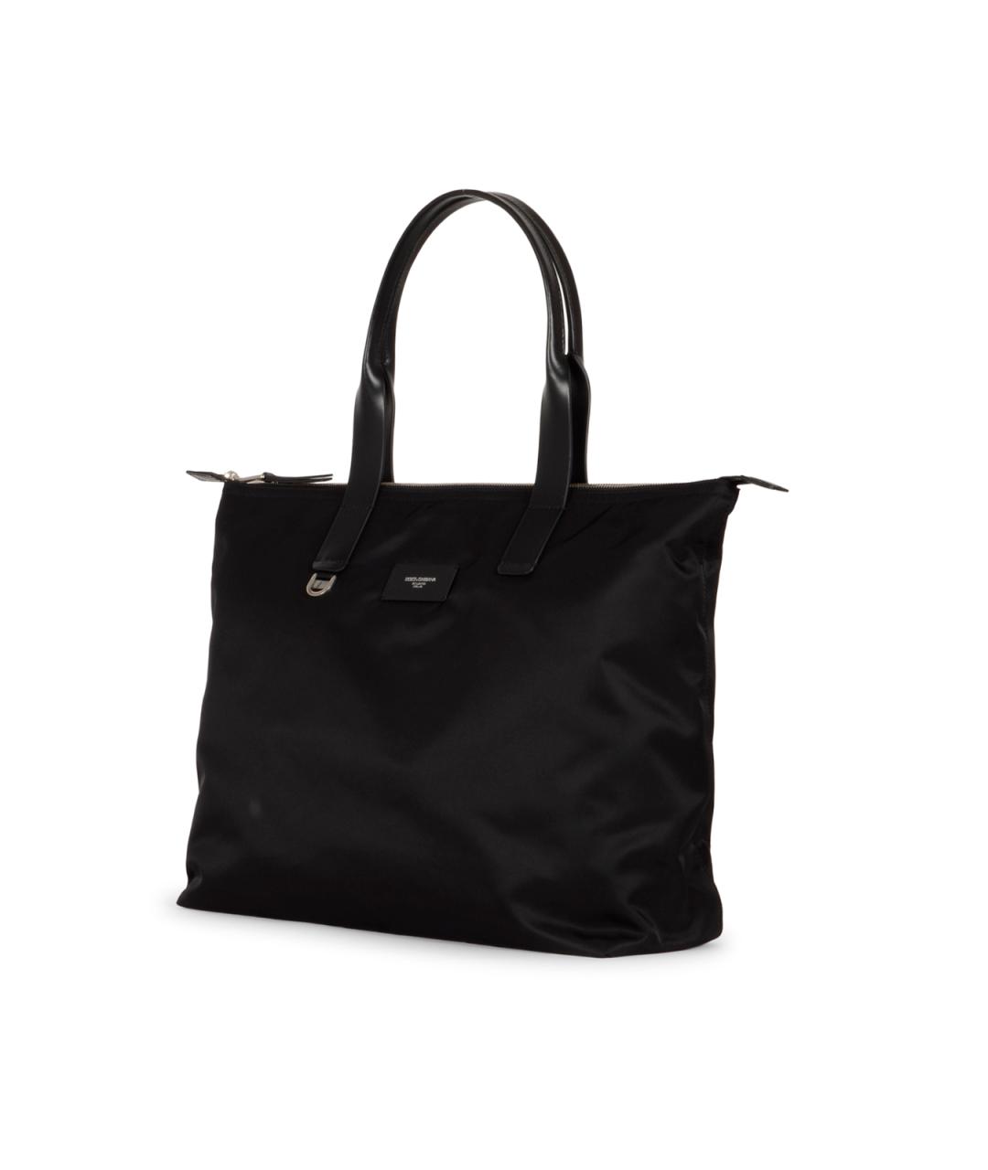DOLCE&GABBANA Черная тканевая сумка тоут, фото 2