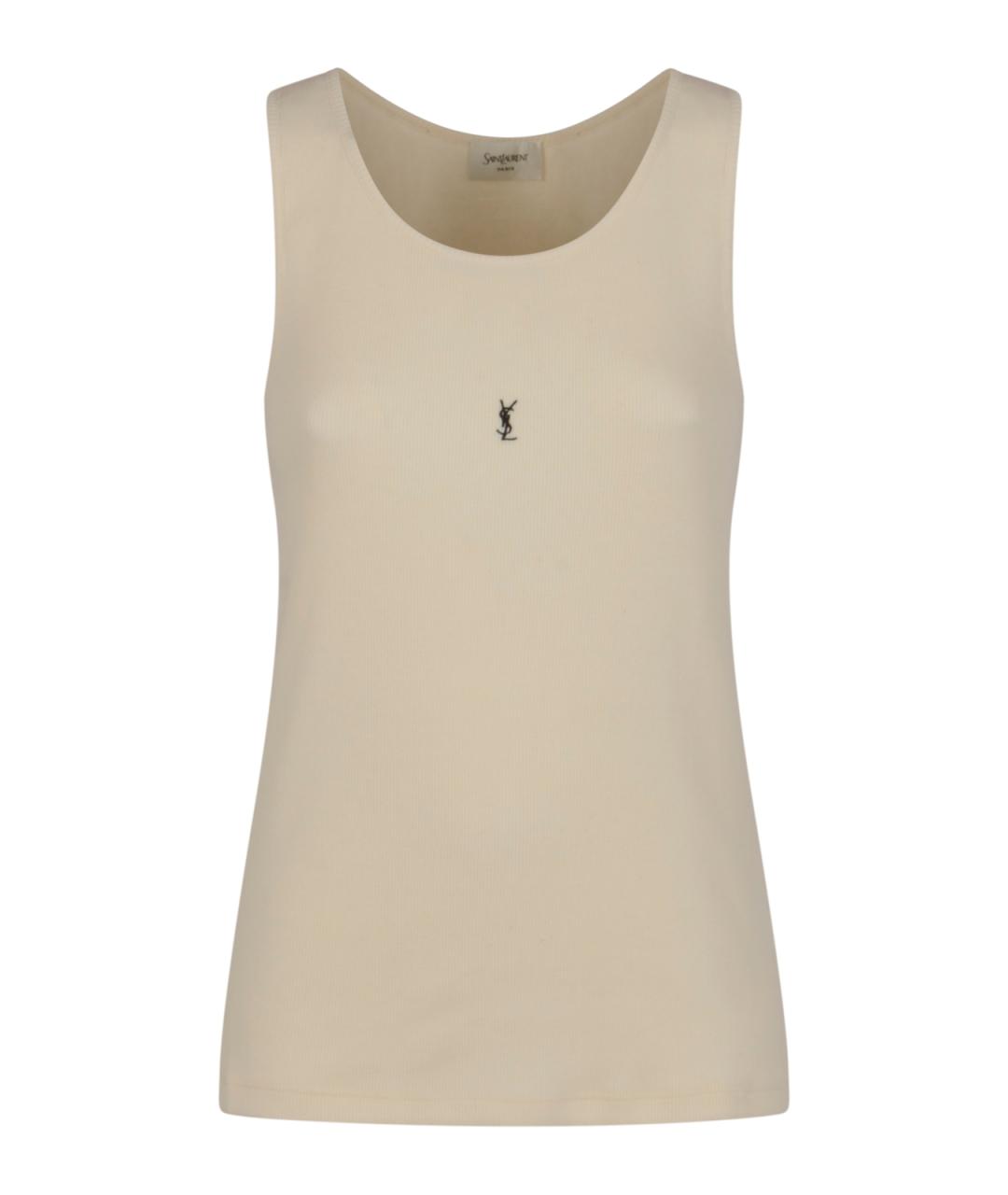 SAINT LAURENT Бежевая майка, фото 1