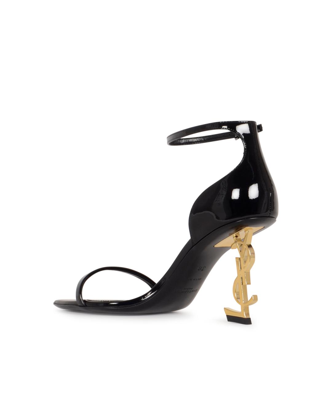 SAINT LAURENT Черные босоножки из лакированной кожи, фото 3