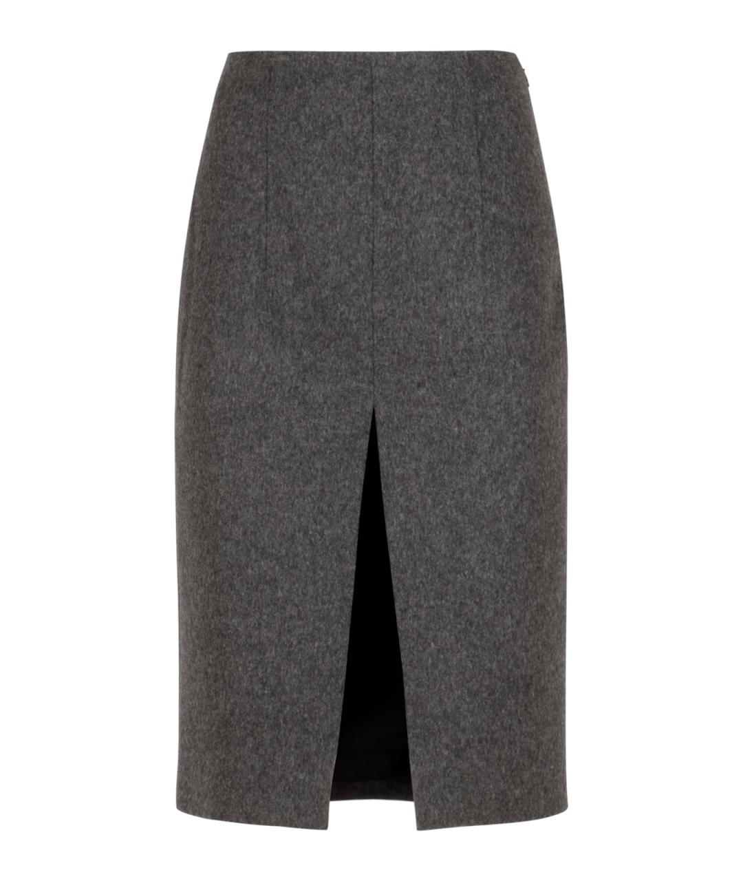 PRADA Серая шерстяная юбка миди, фото 1