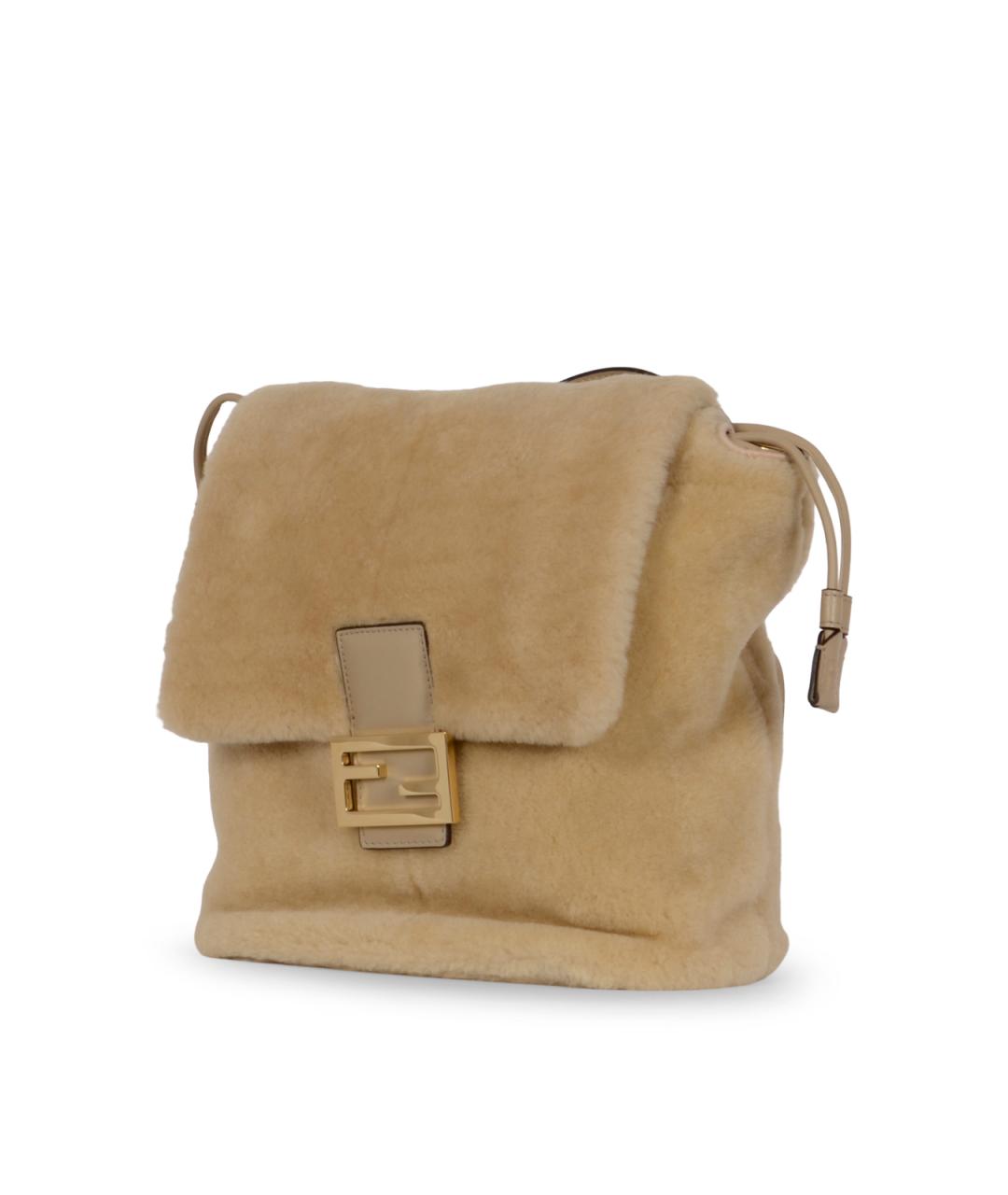 FENDI Бежевый меховой рюкзак, фото 2