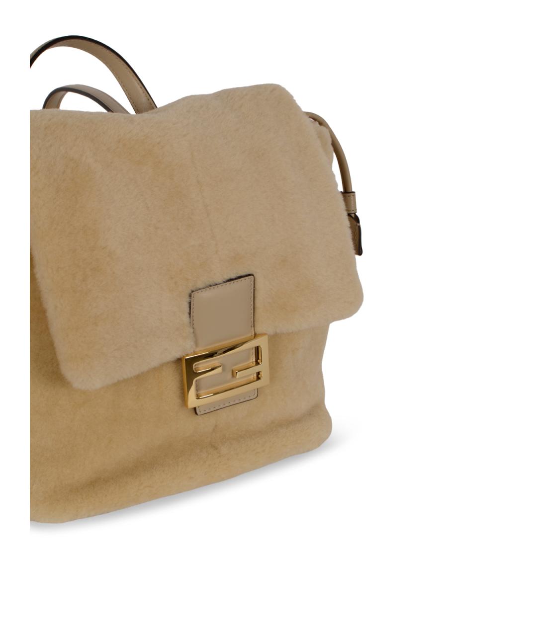 FENDI Бежевый меховой рюкзак, фото 4