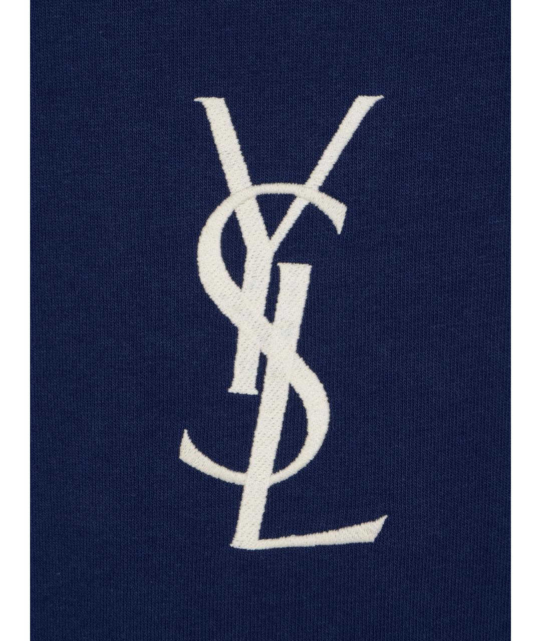 SAINT LAURENT Синяя хлопковая майка, фото 3
