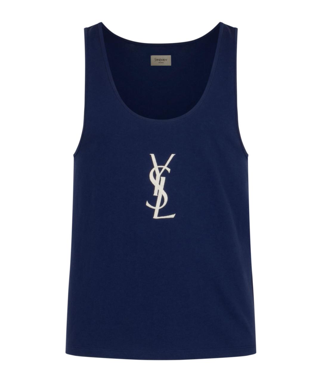 SAINT LAURENT Синяя хлопковая майка, фото 1