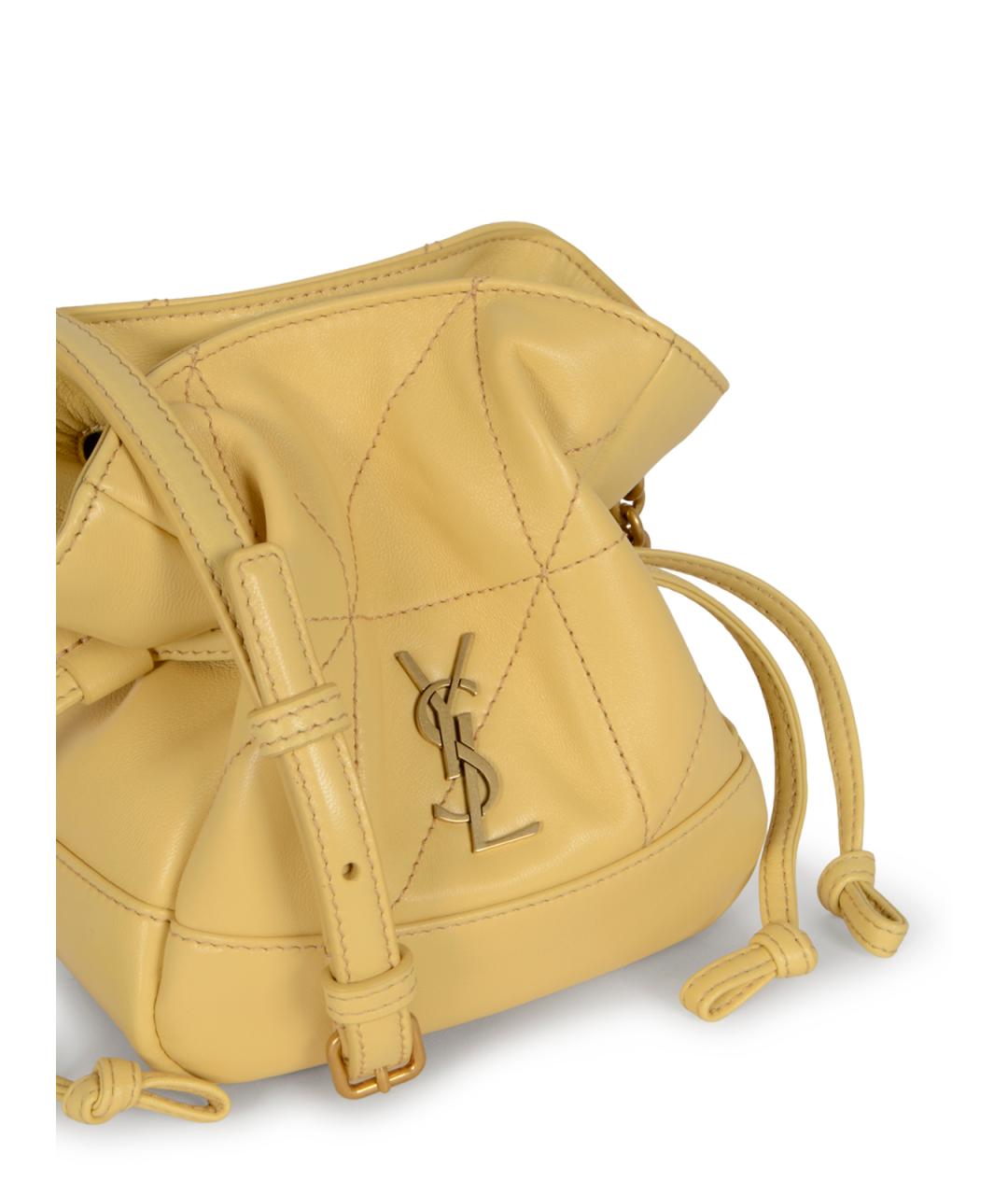 SAINT LAURENT Желтая кожаная сумка через плечо, фото 4