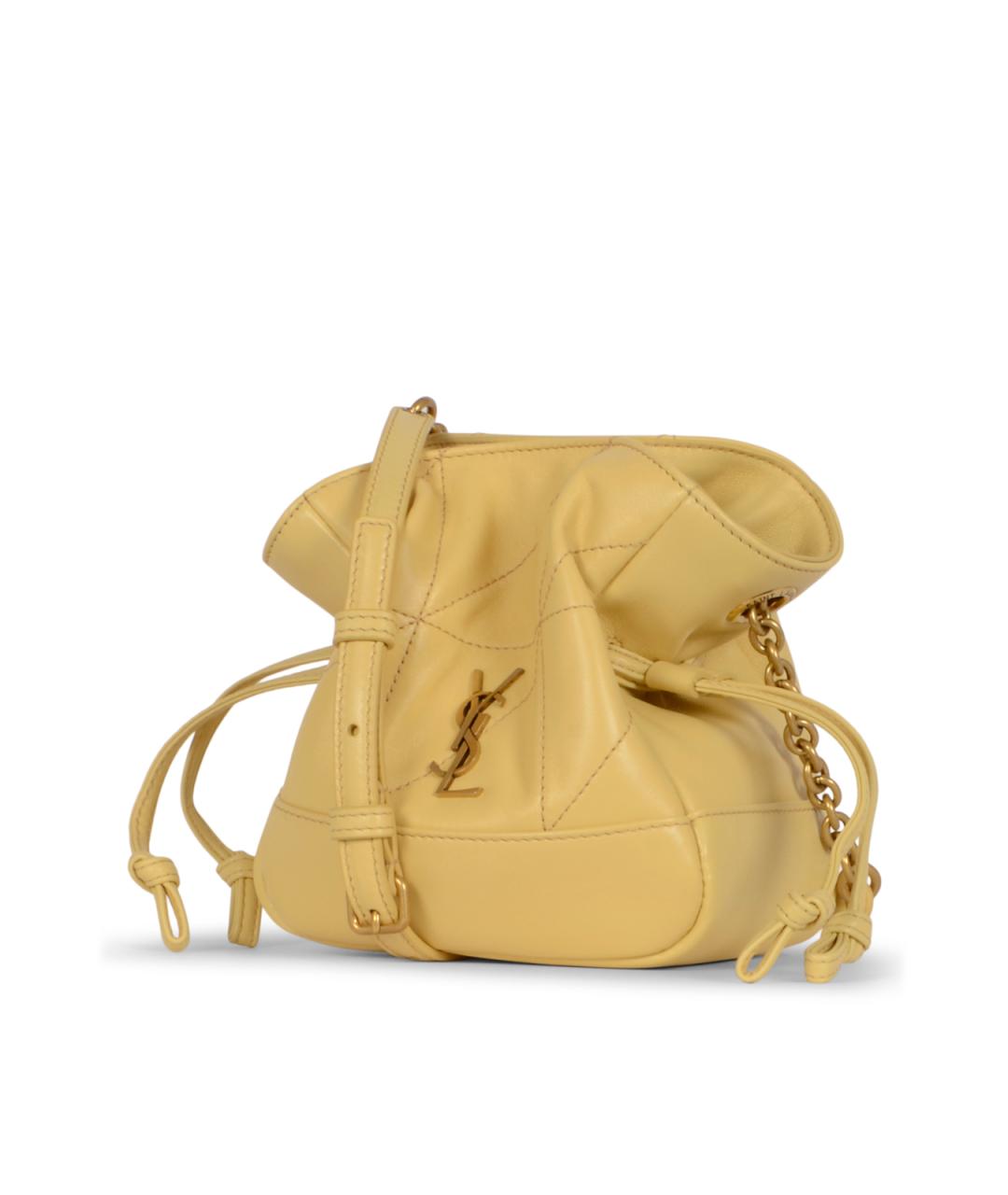 SAINT LAURENT Желтая кожаная сумка через плечо, фото 2