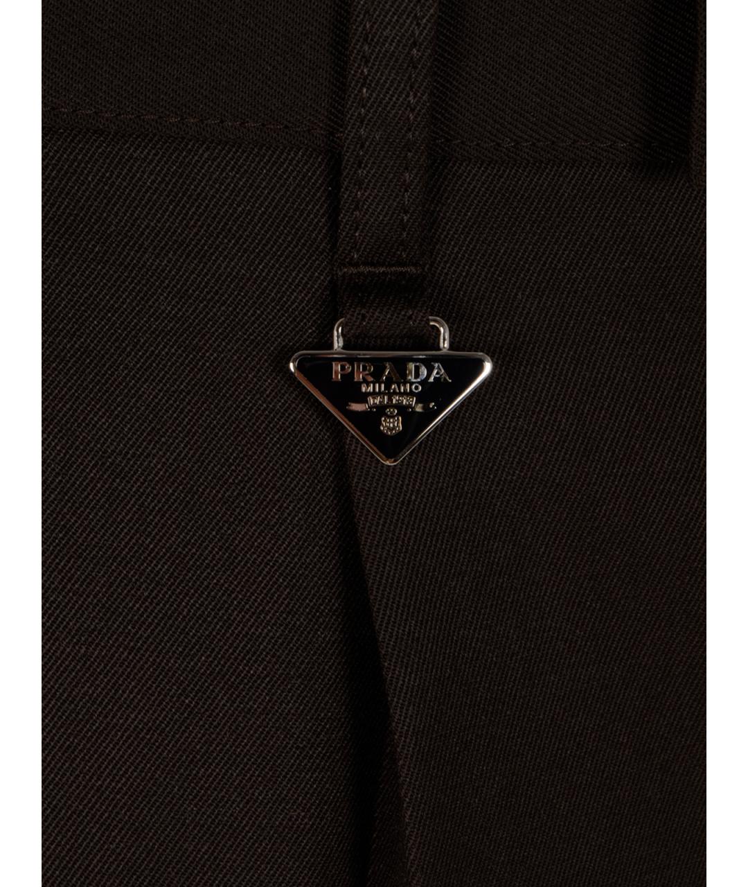 PRADA Коричневые шерстяные повседневные брюки, фото 3