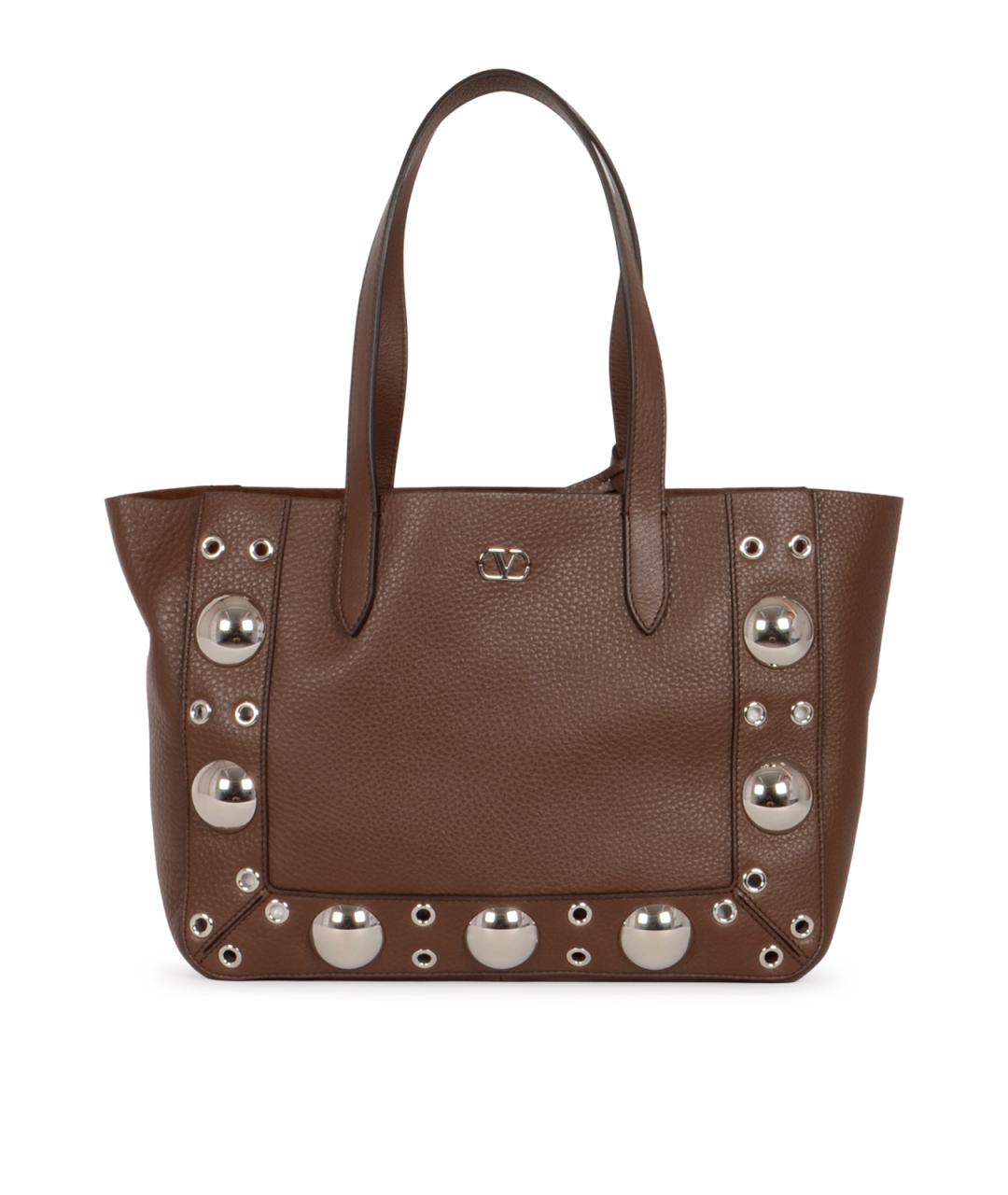 VALENTINO Коричневая кожаная сумка тоут, фото 1