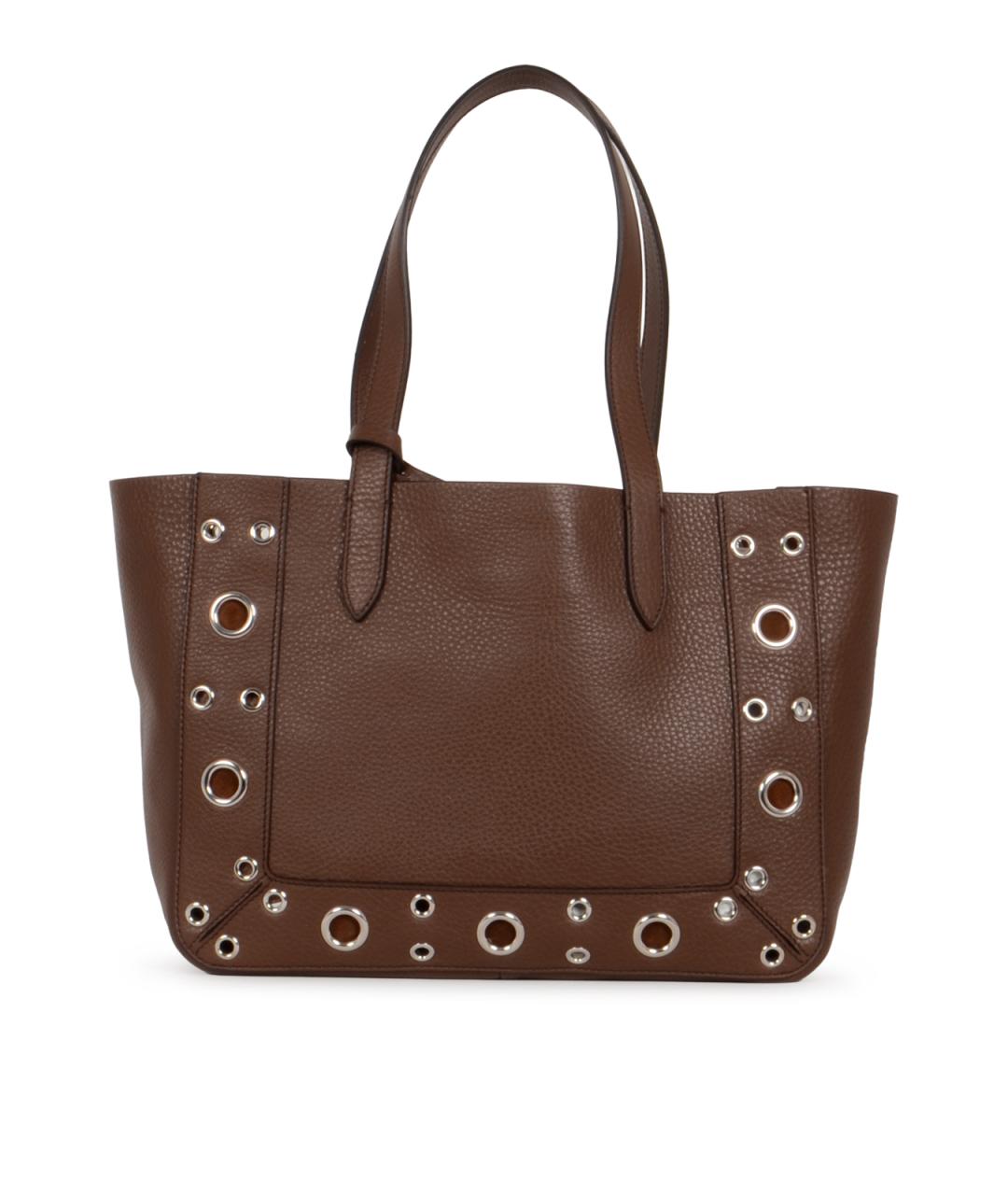 VALENTINO Коричневая кожаная сумка тоут, фото 3