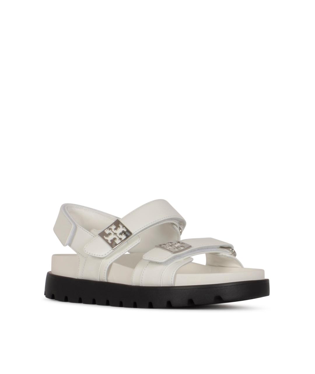 TORY BURCH Белые кожаные босоножки, фото 2