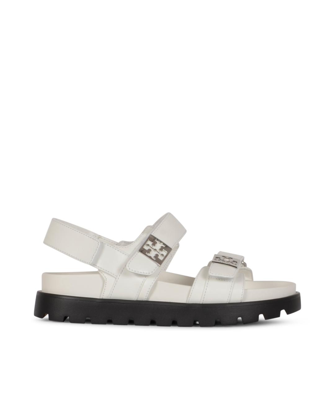 TORY BURCH Белые кожаные босоножки, фото 1