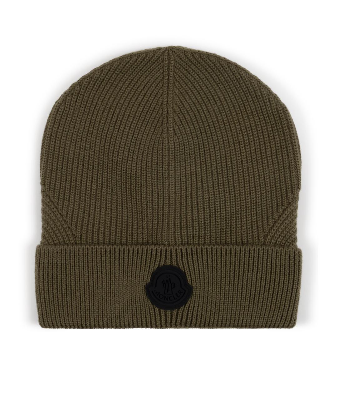 MONCLER Зеленая шерстяная шапка, фото 1
