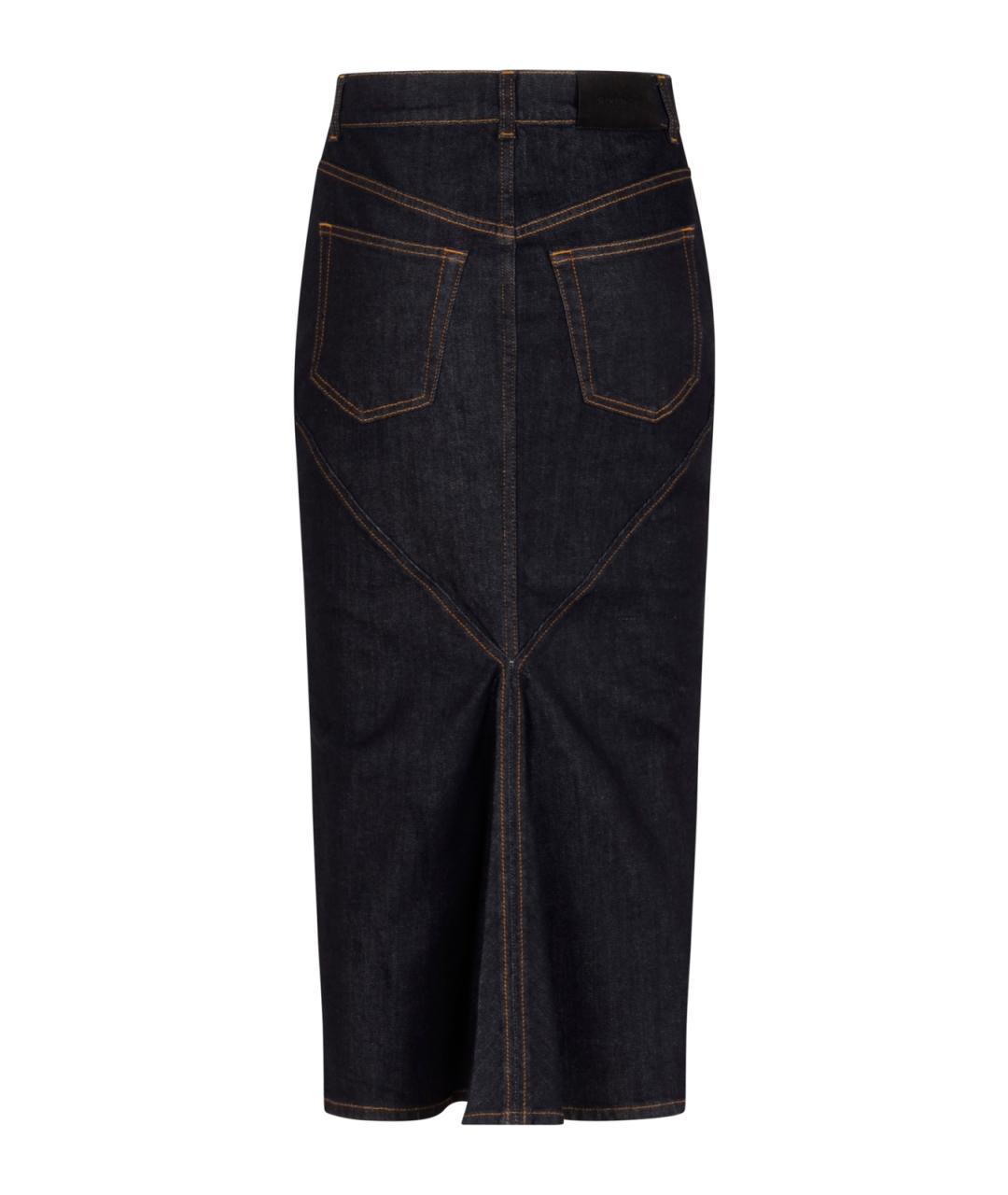 GIVENCHY Темно-синяя хлопковая юбка миди, фото 2
