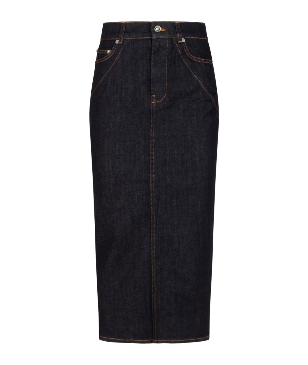 GIVENCHY Темно-синяя хлопковая юбка миди, фото 1