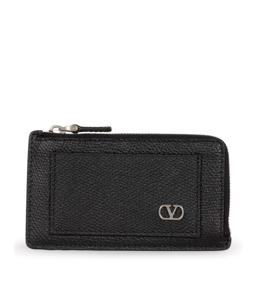 VALENTINO Черный кожаный кошелек, фото 1