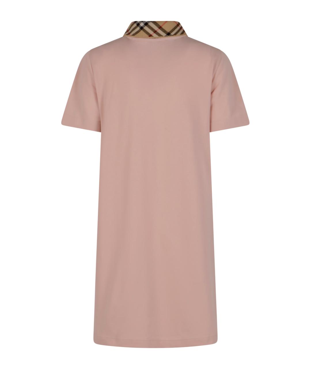 BURBERRY Розовое хлопковое повседневное платье, фото 2