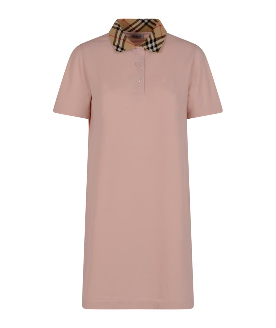 BURBERRY Розовое хлопковое повседневное платье, фото 1