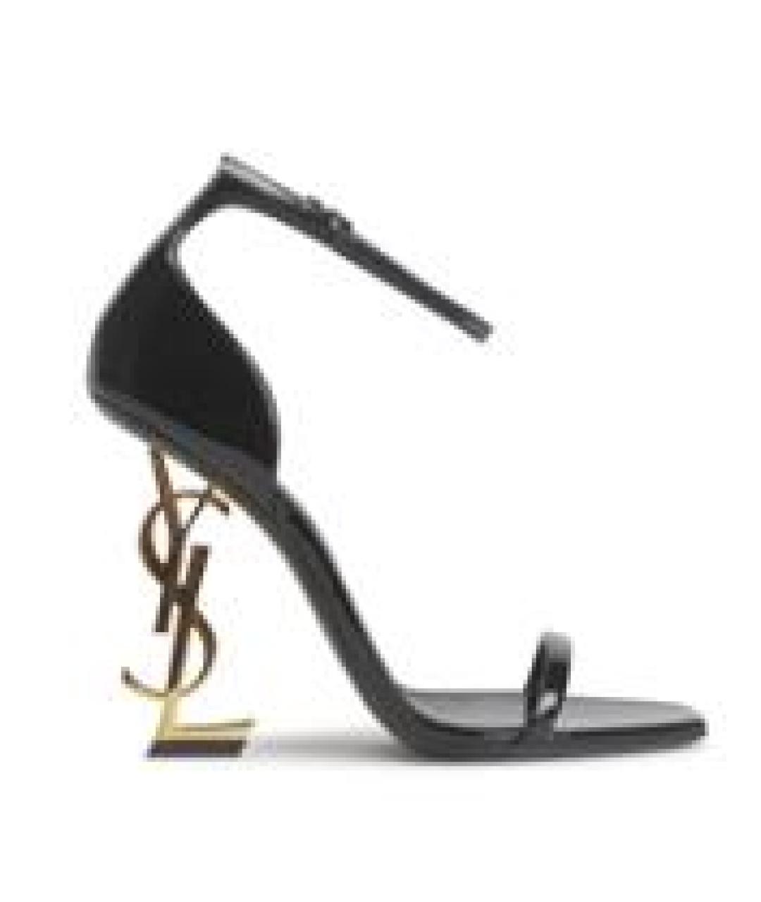 SAINT LAURENT Черные кожаные босоножки, фото 4