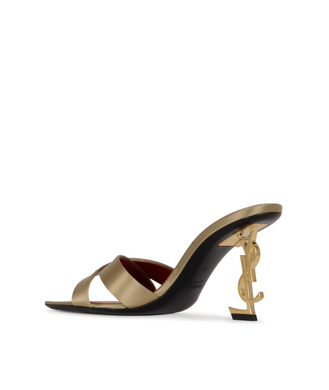 SAINT LAURENT Бежевые текстильные мюли, фото 3