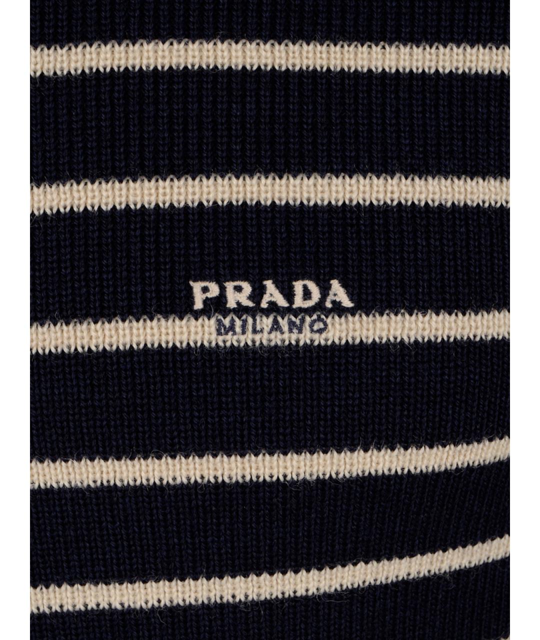PRADA Темно-синий шерстяной джемпер / свитер, фото 3