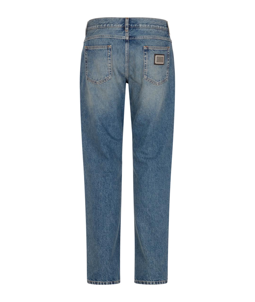 DOLCE&GABBANA Синие хлопковые прямые джинсы, фото 2