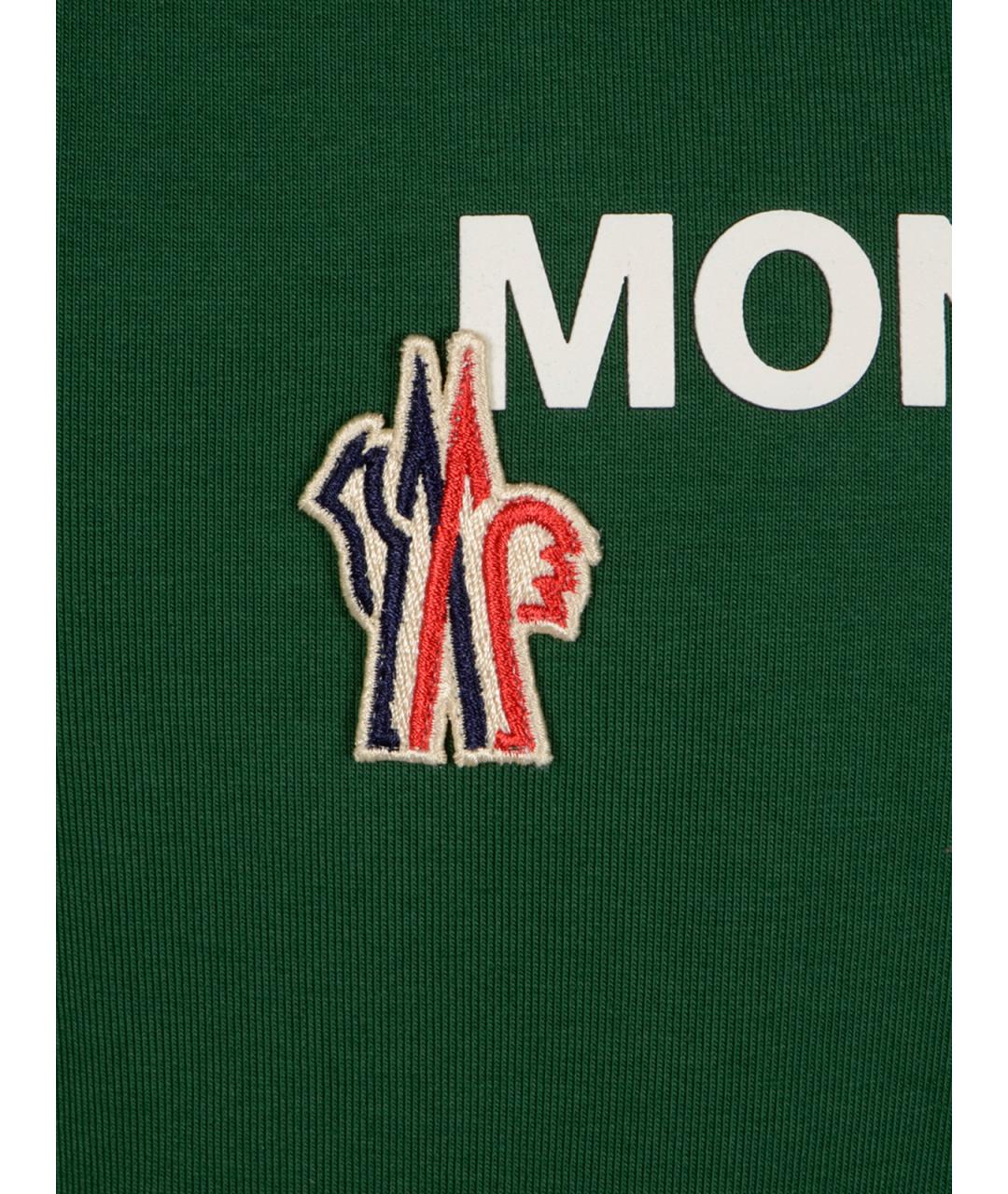 MONCLER GRENOBLE Зеленая хлопковая футболка, фото 3