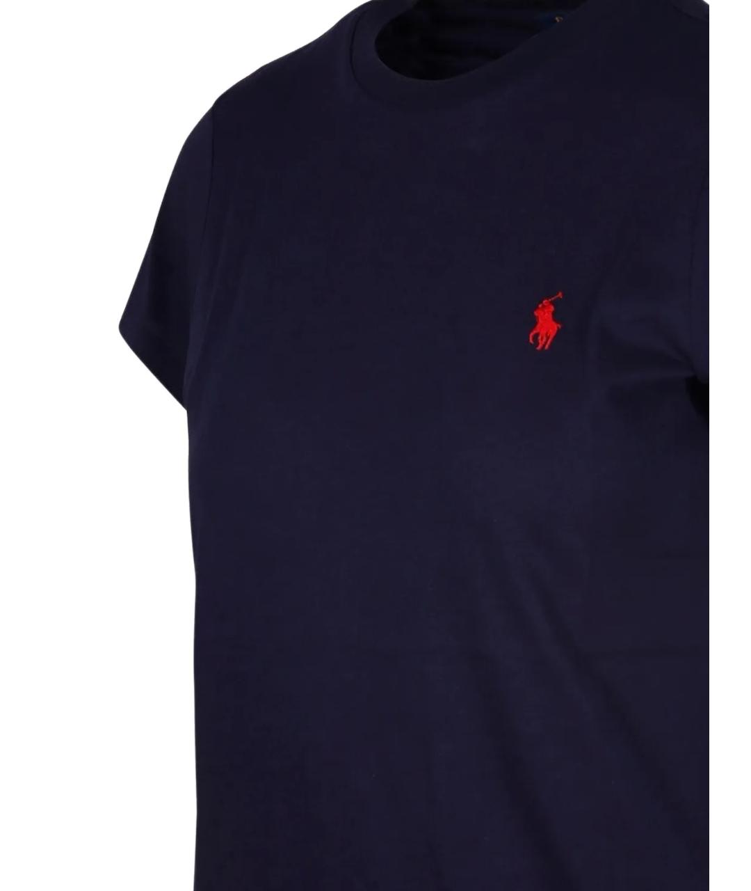 POLO RALPH LAUREN Темно-синяя хлопковая футболка, фото 2