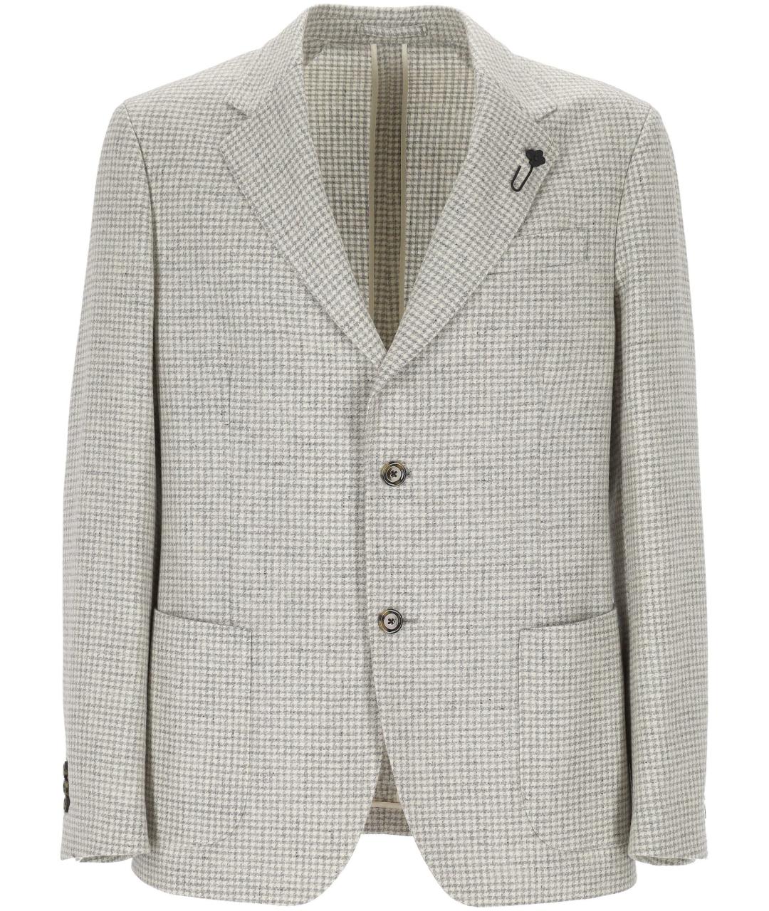 LARDINI Серый шерстяной пиджак, фото 1