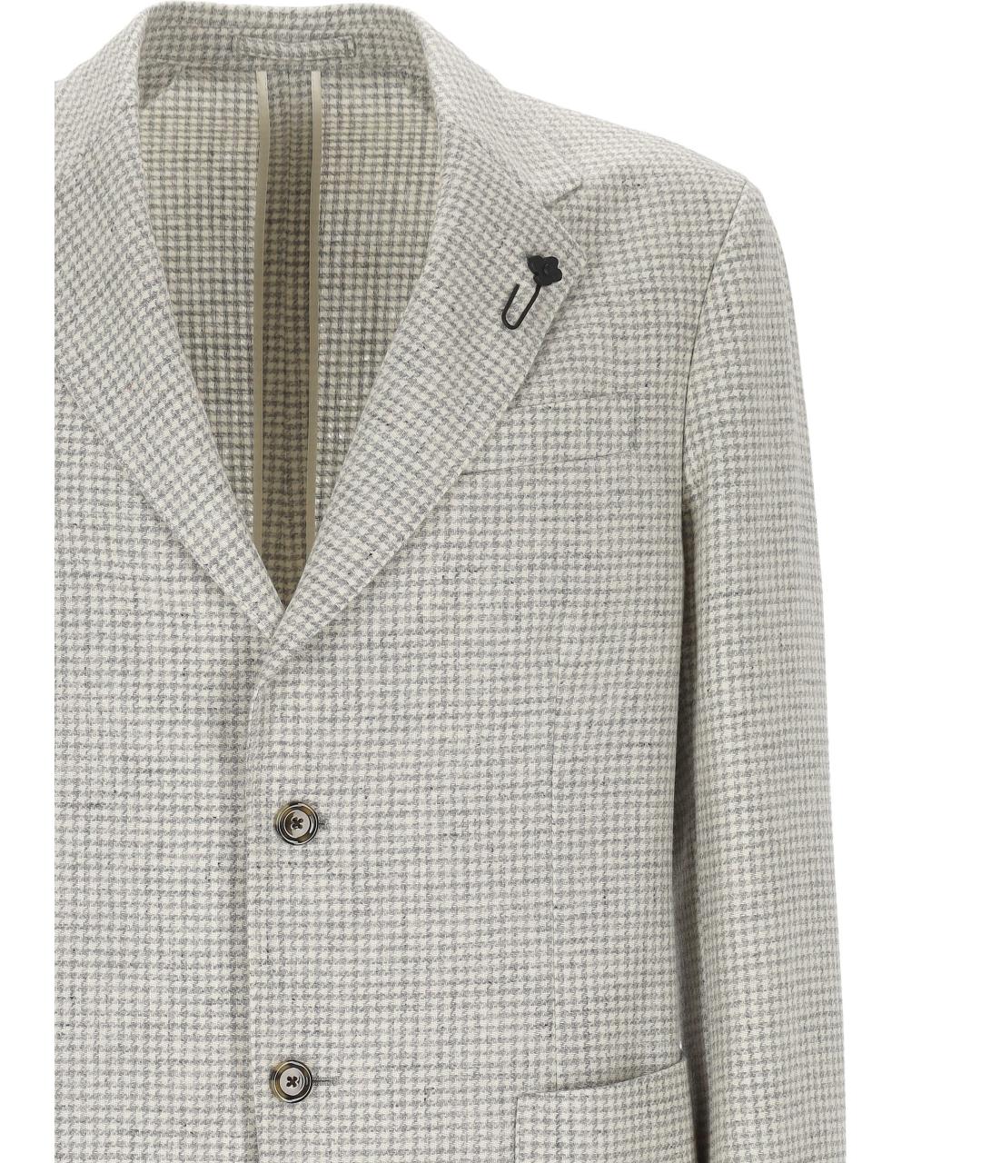 LARDINI Серый шерстяной пиджак, фото 2