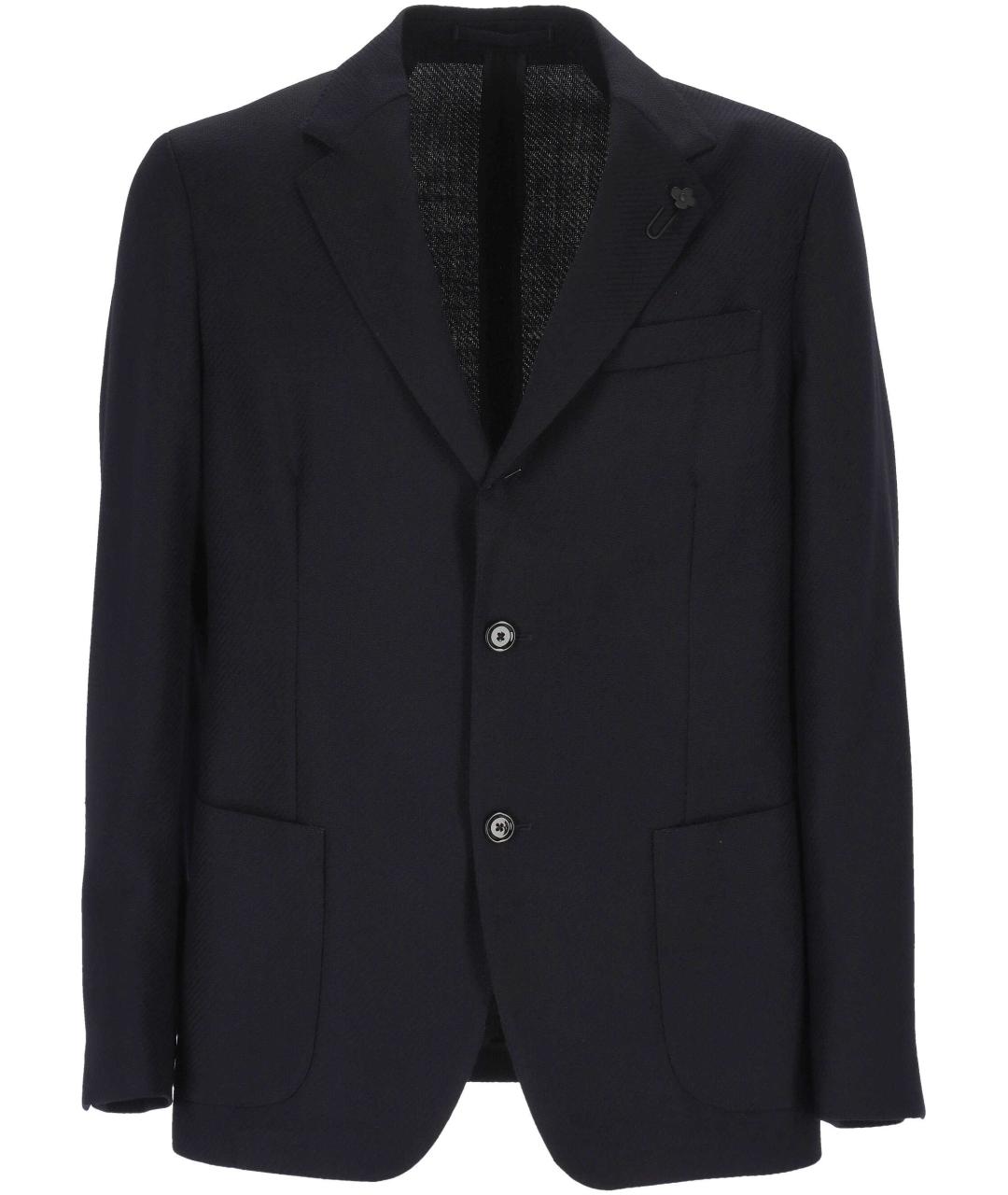 LARDINI Черный шерстяной пиджак, фото 1
