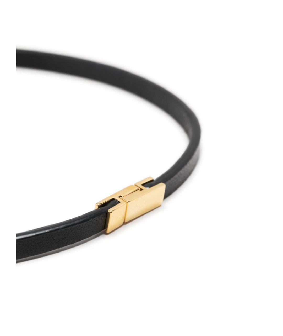 SAINT LAURENT Черный кожаный браслет, фото 2