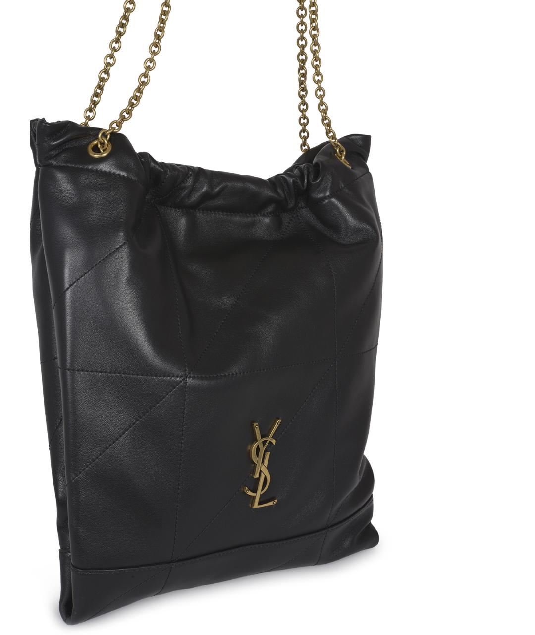SAINT LAURENT Черная кожаная сумка тоут, фото 4