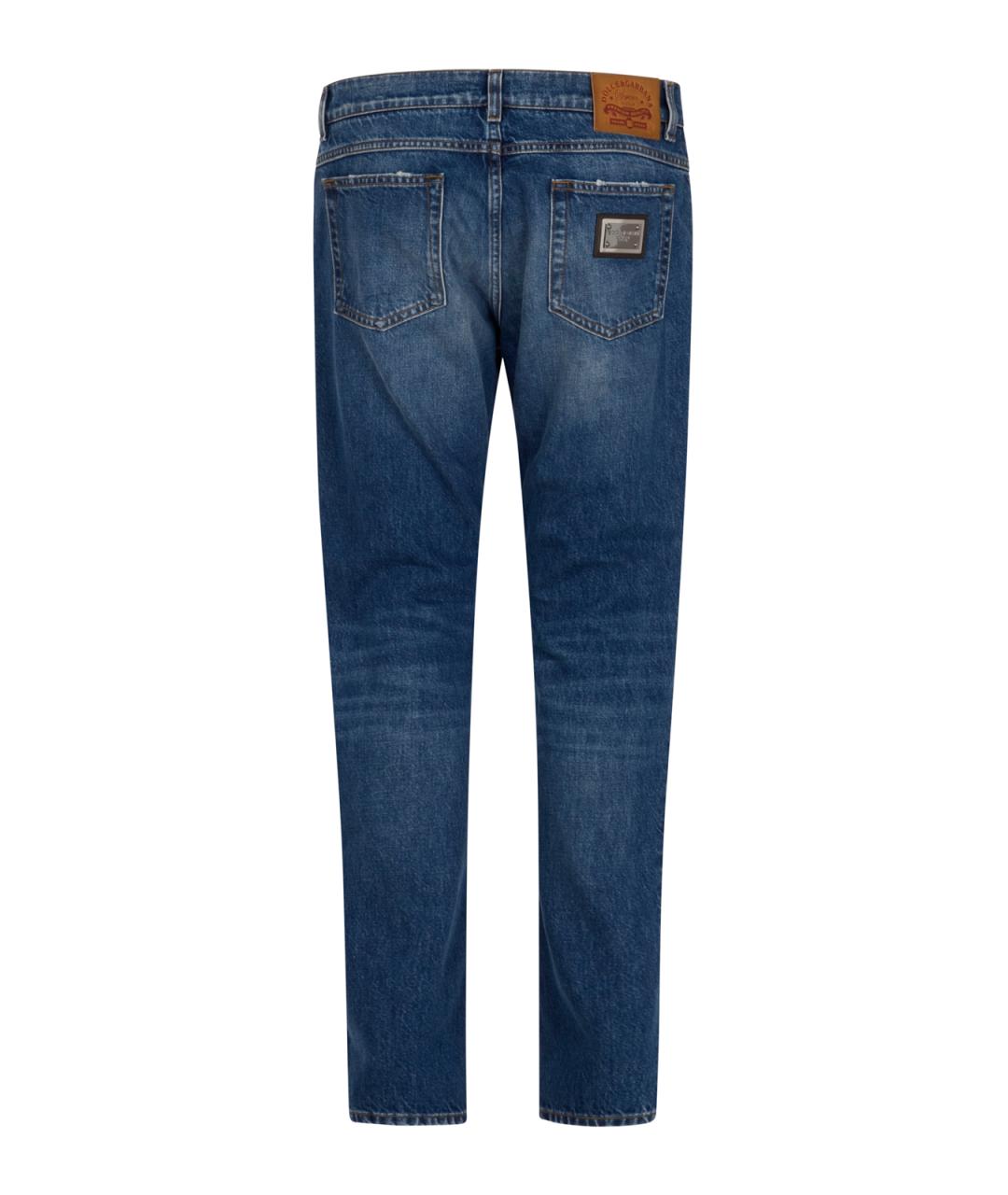 DOLCE&GABBANA Синие хлопковые прямые джинсы, фото 2