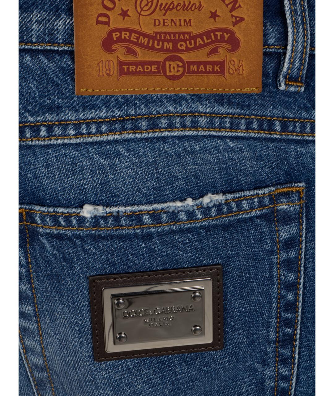 DOLCE&GABBANA Синие хлопковые прямые джинсы, фото 3