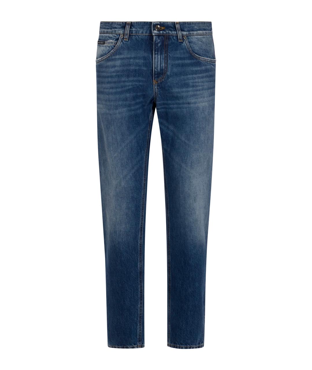 DOLCE&GABBANA Синие хлопковые прямые джинсы, фото 1