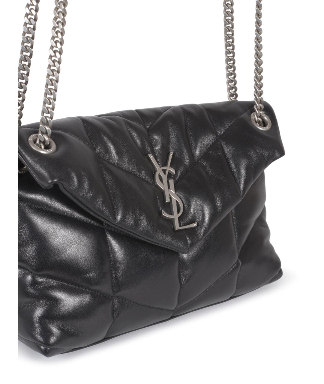 SAINT LAURENT Черная кожаная сумка через плечо, фото 4