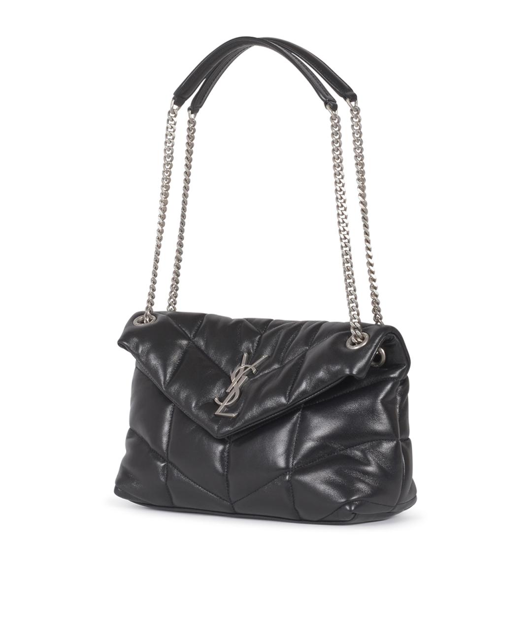 SAINT LAURENT Черная кожаная сумка через плечо, фото 2