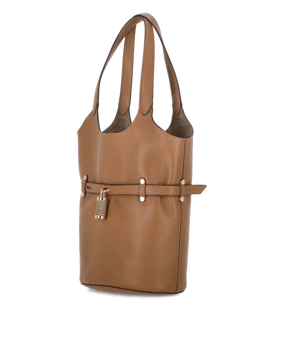 BORBONESE Коричневая кожаная сумка тоут, фото 2