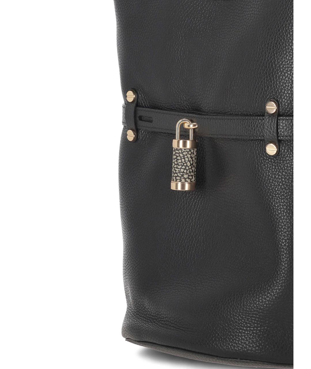 BORBONESE Черная кожаная сумка тоут, фото 4