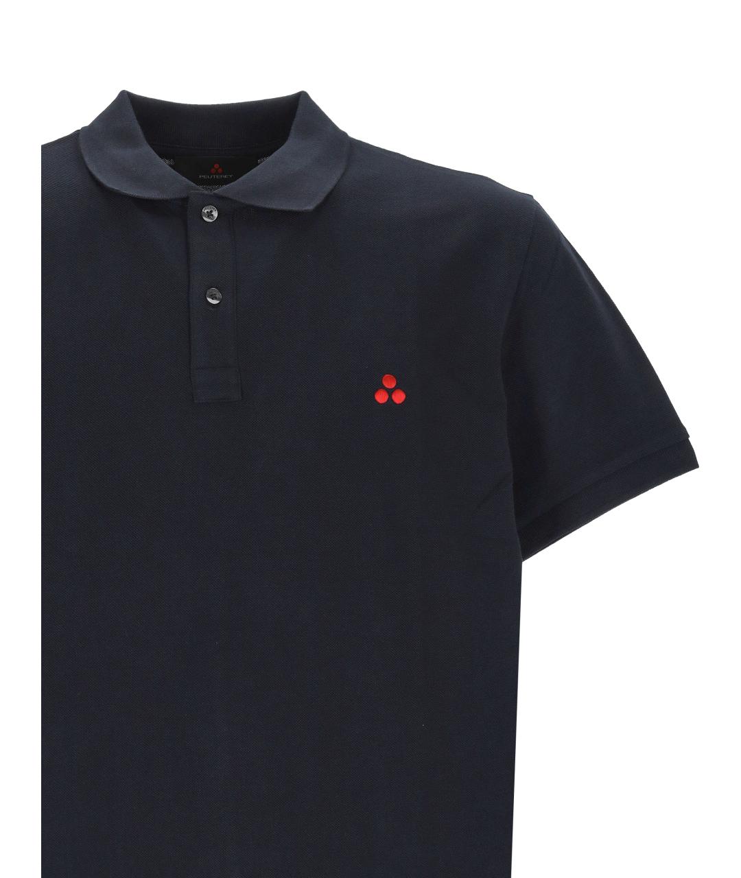 PEUTEREY Черное хлопковое поло с коротким рукавом, фото 2