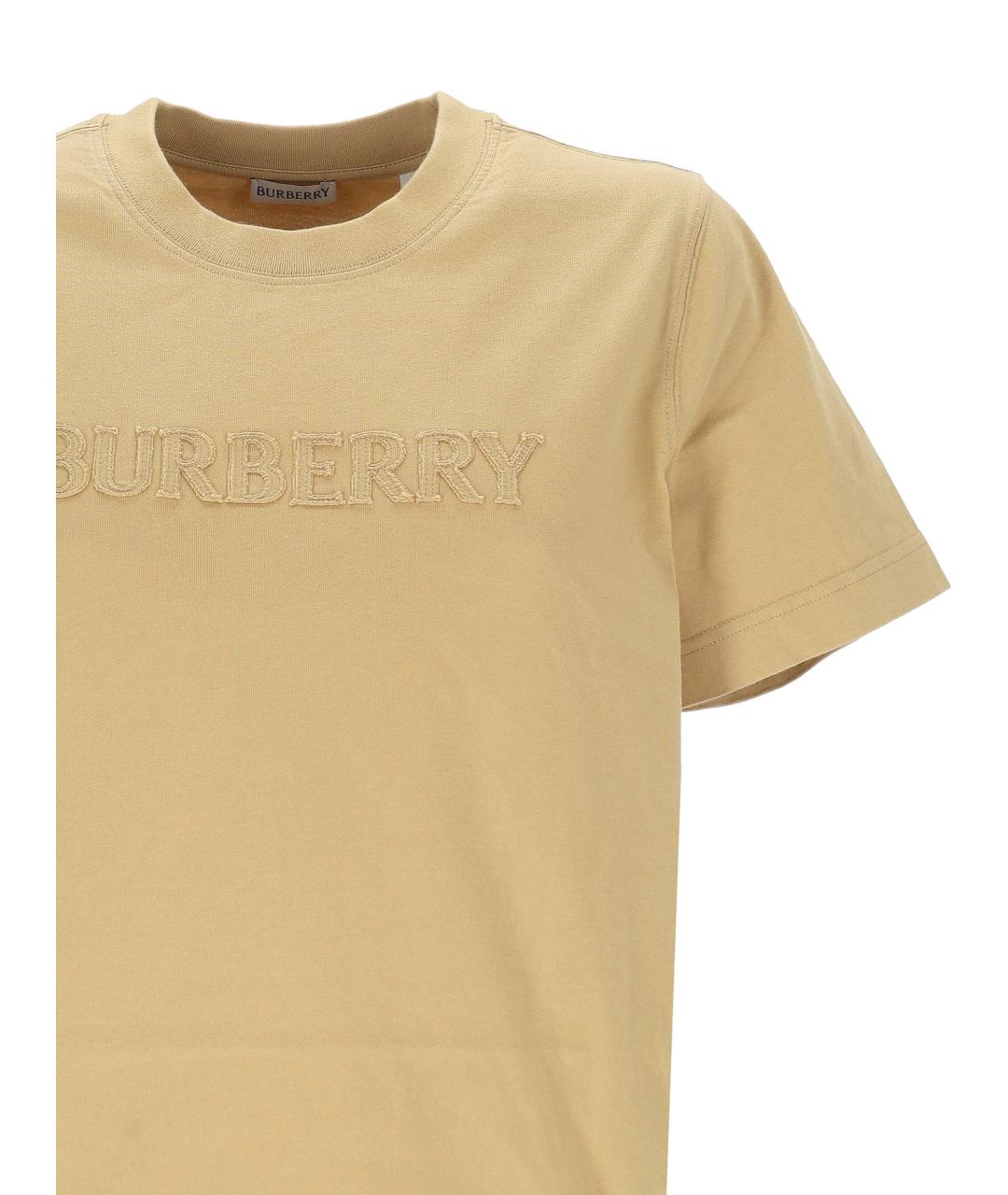 BURBERRY Бежевая хлопковая футболка, фото 2