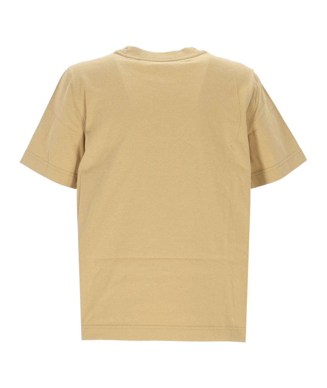 BURBERRY Бежевая хлопковая футболка, фото 3