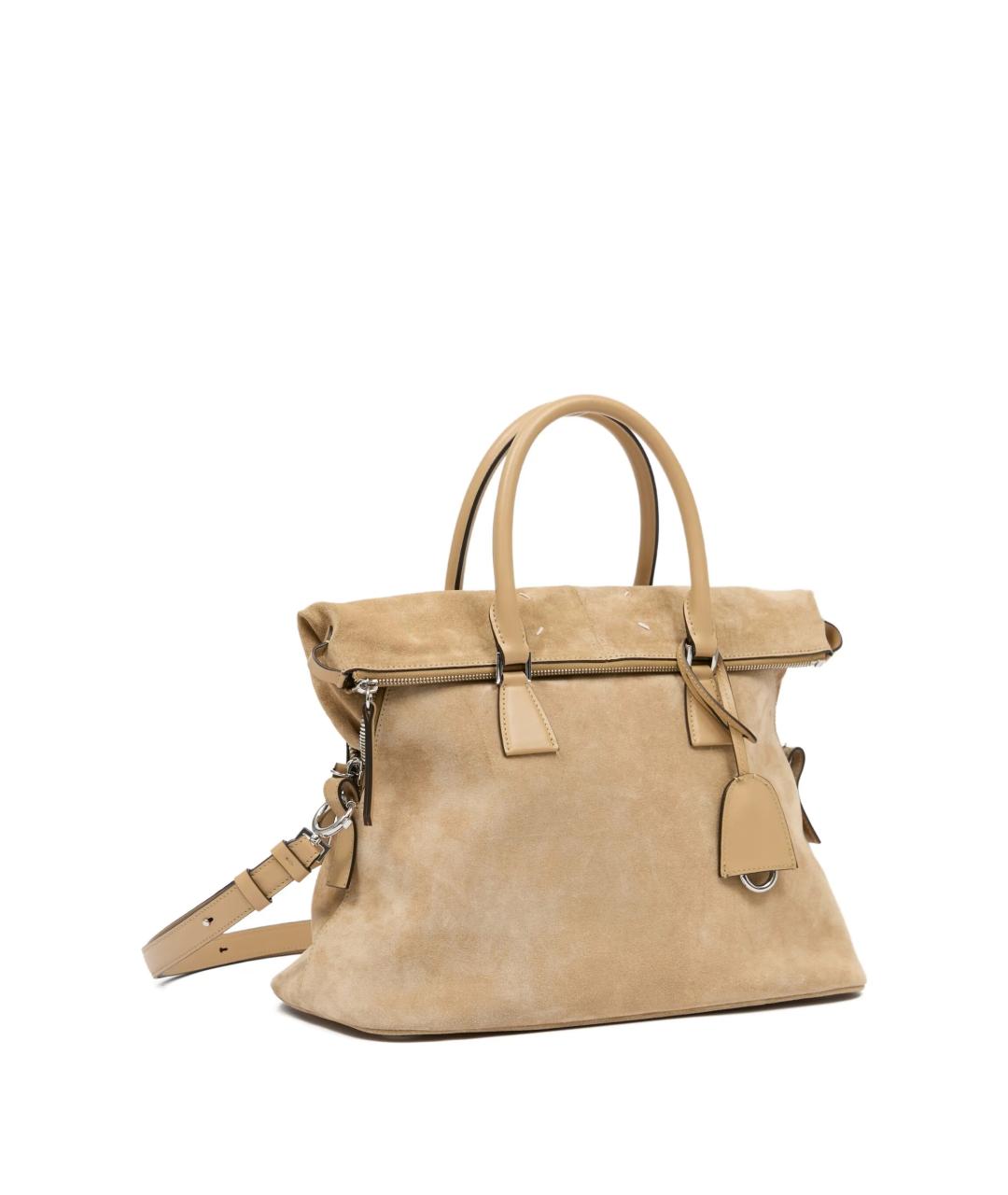 MAISON MARGIELA Бежевая замшевая сумка тоут, фото 2